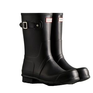 Hunter Original Short Black Adjustable Rain Boots Womens  NWT Waterproof Preppy